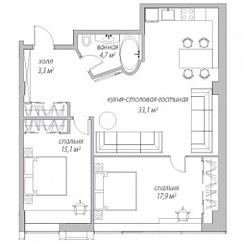 Апартаменты 81.8 м²